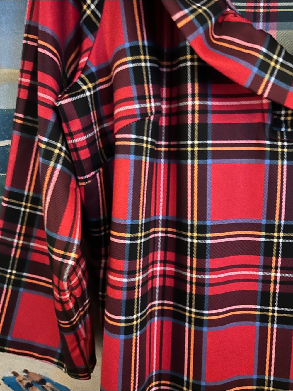 Gretchen Scott Designs vibrant. Red Plaid Dress XL - Picture 3 of 5